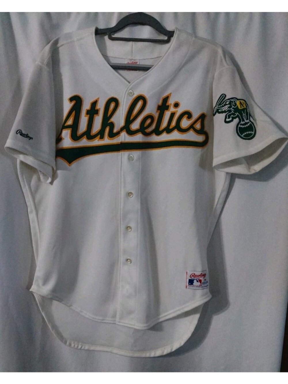 Rawlings Oakland Athletics Baseball Jersey Size 48 White Sewn Vintage Usa READ